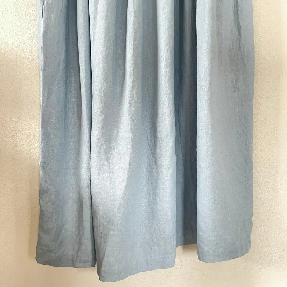 not PERFECT LINEN Blue MAMA Long Sleeve Maxi Dress (XL) - Picture 6 of 7